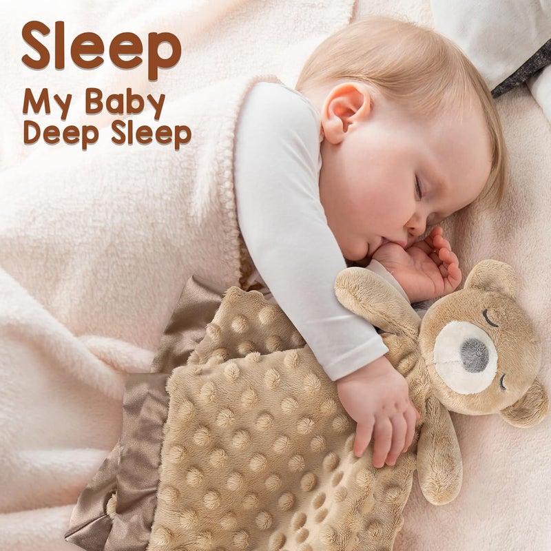MOVEPAI Baby Security Blanket, Soft Baby Lovey Toy Blanket for Boys and Girls, Snuggle Toy Lovie Newborn Gift, Unisex Stuffed Animals Brown Bear 16 Inch - Image 2